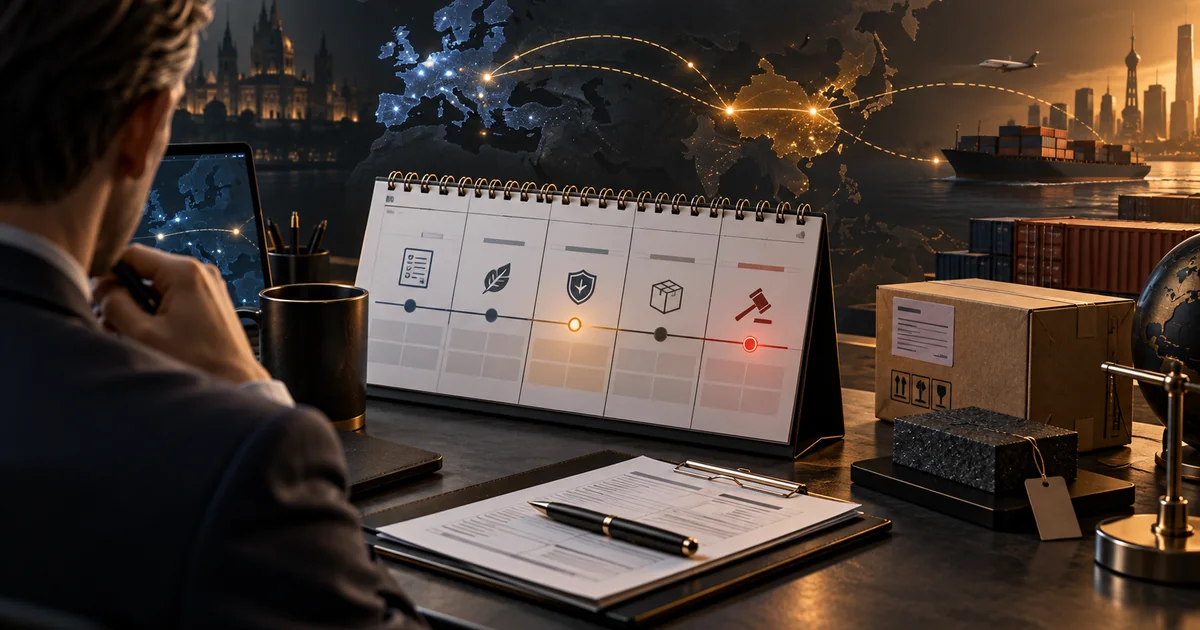 EU importer reviewing regulatory deadlines, customs evidence and China-to-Europe supply routes